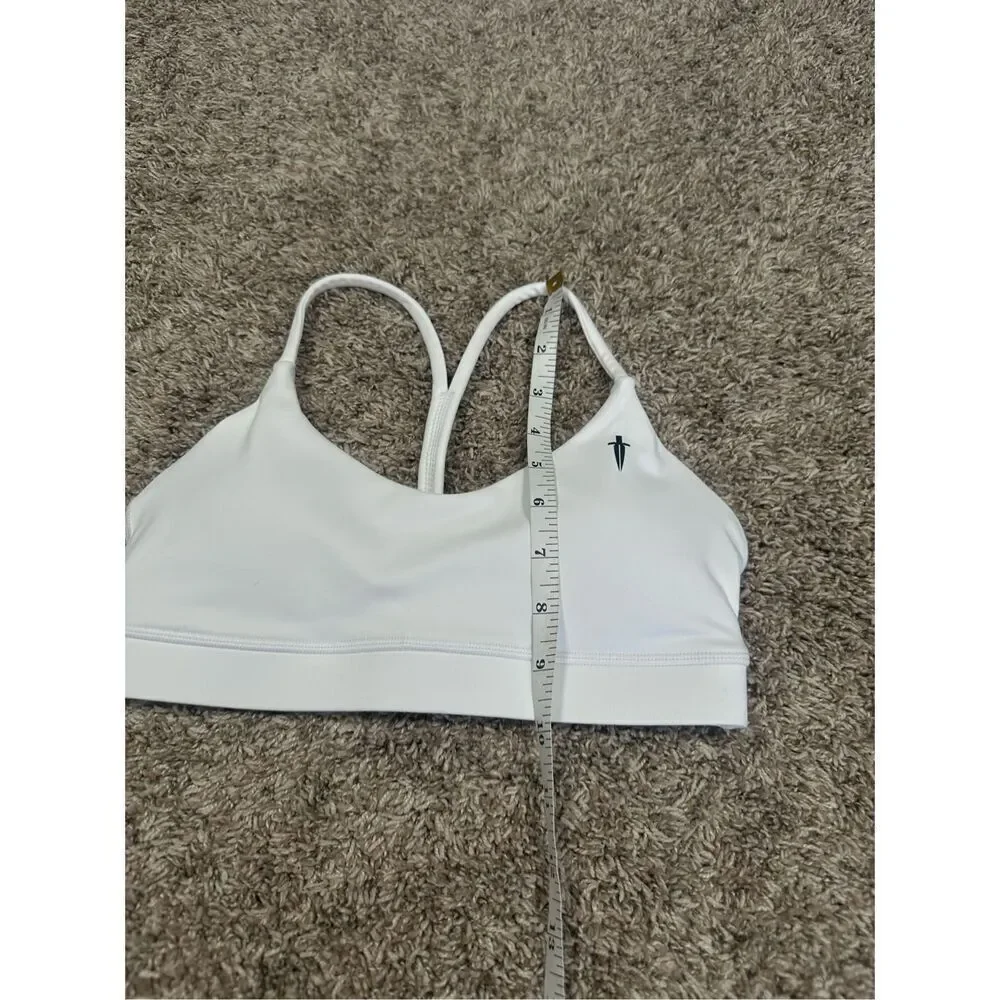 NWOT Iron Willed Core V-neck Sports Bra White Gym Lifting XS Racerback Dagger